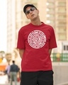 Shop Men's Red Mosiac Printed Cotton T-shirt-Front