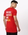 Shop Men's Red Music Makes Me High Typography T-shirt-Design