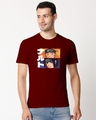 Shop Men's Red Naruto & Sasuke Graphic Printed Cotton T-shirt-Front