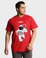 Shop Men's Red NASA Astronaut Graphic Printed Oversized Plus Size T-shirt-Front