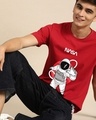 Shop Men's Red NASA Astronaut Graphic Printed T-shirt-Full
