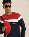 Shop Men's Red & Navy Colourblocked T-shirt