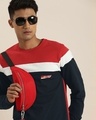 Shop Men's Red & Navy Colourblocked T-shirt-Design