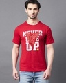 Shop Men's Red Never Give Up Typography Slim Fit T-shirt-Front