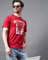 Shop Men's Red Never Give Up Typography Slim Fit T-shirt-Design