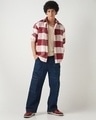 Shop Men's Red & Off White Checked Oversized Shirt-Full