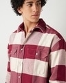 Shop Men's Red & Off White Checked Oversized Shirt