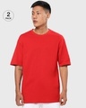 Shop Pack of 2 Men's Red Oversized T-shirt-Front