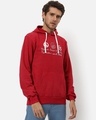 Shop Men's Red Peace Typography Hooded Sweatshirt-Front
