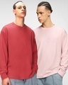 Shop Pack of 2 Men's Red & Pink Oversized T-shirt-Front