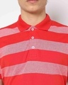 Shop Men's Red & Pink Striped Polo T-shirt-Design