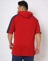 Shop Men's Red Plus Size Color Block Hoodie T-shirt-Design