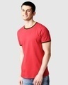 Shop Men's Red Plus Size Round Neck Varsity T-shirt-Front