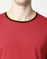 Shop Men's Red Plus Size Round Neck Varsity T-shirt