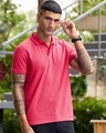 Shop Men's Pink Polo T-shirt-Front
