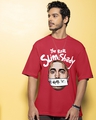 Shop Men's Red Real Slim Shady Graphic Printed Oversized T-shirt-Front