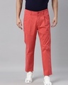 Shop Men's Red Relaxed Fit Trousers-Front