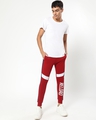Shop Men's Red Reload Typography Colorblock Joggers-Full