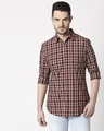 Shop Men's Red Slim Fit Casual Check Shirt-Design