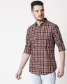 Shop Men's Red Slim Fit Casual Check Shirt-Full