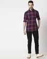 Shop Men's Red Slim Fit Casual Check Shirt-Front