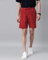 Shop Men's Red Slim Fit Cotton Shorts-Front