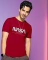 Shop Men's Red Spaced NASA Typography T-shirt-Front