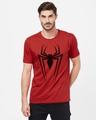 Shop Men's Red Spiderman Logo Marvel Official Cotton T-shirt-Front