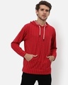 Shop Men's Red Striped Hooded Sweatshirt-Front