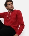 Shop Men's Red Striped Hooded Sweatshirt