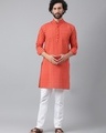 Shop Men's Red Striped Kurta-Front