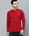 Shop Men's Red Striped Slim Fit T-shirt-Front