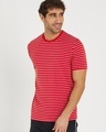 Shop Men's Red Striped T-shirt-Front