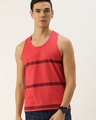 Shop Men's Red Striped Tank Top-Front
