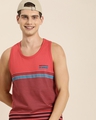 Shop Men's Red Stripes Sleeveless T-shirt-Front
