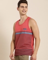 Shop Men's Red Stripes Sleeveless T-shirt-Design