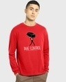 Shop Men's Red Take Control Key Typography Oversized T-shirt-Front