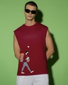 Shop Men's Red The Traveller Graphic Printed Boxy Fit Vest-Front