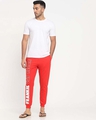 Shop Men's Red Typographic Print Lounge Joggers-Full