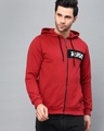 Shop Men's Red Typography Slim Fit Hooded Jacket-Design