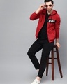 Shop Men's Red Typography Slim Fit Hooded Jacket