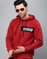 Shop Men's Red Typography Slim Fit Hooded Jacket
