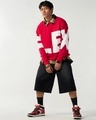 Shop Men's Red Typography Oversized Sweatshirt