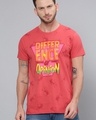 Shop Men's Red Typography Slim Fit T-shirt-Front