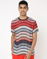 Shop Men's Red & White All Over Autumn Waves Printed T-shirt-Front