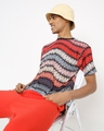 Shop Men's Red & White All Over Autumn Waves Printed T-shirt-Full