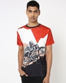 Shop Men's Red & White Bullet Rider Graphic Printed T-shirt-Front