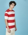 Shop Men's Red & White Striped Knitted Slim Fit T-shirt-Design