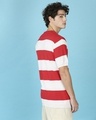 Shop Men's Red & White Striped Knitted Slim Fit T-shirt-Full