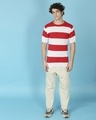 Shop Men's Red & White Striped Knitted Slim Fit T-shirt